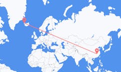 Fly fra byen Nanchang til byen Ísafjörður