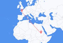 Flyg från Khartoum, Sudan till Nantes, Frankrike