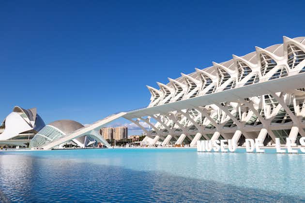 Photo of Museum of Sciences in the City of Arts and Sciences. Calatrava's modern architecture, Valencia, Spain.