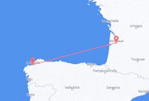 Flug frá La Coruña, Spáni til Bordeaux, Frakklandi