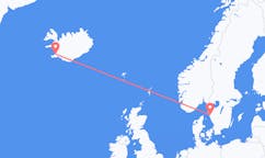 Fly fra byen Reykjavik til byen Göteborg