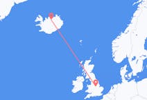 アイスランドのアークレイリから、イングランドのノッティンガムまでのフライト