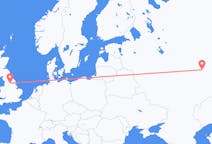 Flyg från Kazan, Ryssland till Leeds, England