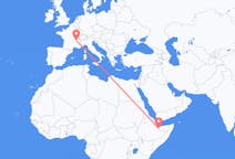 Flyrejser fra Hargeysa, Somalia til Lyon, Frankrig