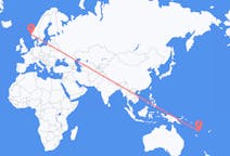 Flyrejser fra Port Vila, Vanuatu til Bergen, Norge