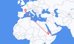 Vluchten van Lalibela, Ethiopië naar Perpignan, Frankrijk