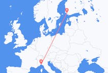 Vluchten van Genua, Italië naar Turku, Finland
