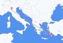Flyg från Parma, Italien till Rhodes, England, Grekland