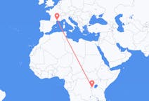 Flyg från Kigali, Rwanda till Montpellier, Frankrike