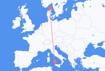 Vluchten van Trapani, Italië naar Aalborg, Denemarken