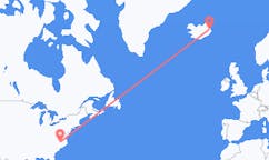 Flyrejser fra Raleigh, USA til Egilsstaðir, Island