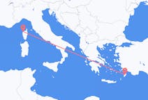 フランスのから カルヴィ (オート＝コルス県)、ギリシャのへ ロドス島フライト