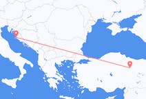 크로아티아 자다르에서 출발해 터키 시바스에게(으)로 가는 항공편