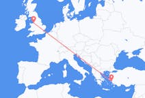 Flyreiser fra Samos, Hellas til Liverpool, England