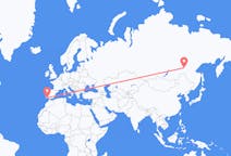 Flights from Neryungri, Russia to Faro, Portugal