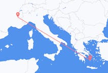Flyg från Grenoble, Frankrike till Plaka, Grekland