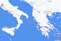 イタリアのローマからから、ギリシャのサントリーニ島までのフライト