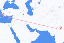 出发地 印度出发地 瓜廖尔目的地 希腊罗得岛的航班