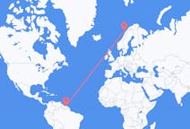 Flyreiser fra Paramaribo, Surinam til Leknes, Norge