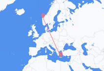 Flights from Sandane, Norway to Heraklion, Greece