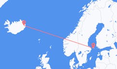 航班从奥兰群岛玛丽港市到埃伊尔斯塔济市，冰岛塞尔