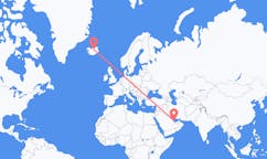 Flyreiser fra byen Doha, Qatar til byen Akureyri, Island