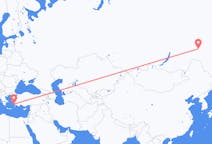 Flights from Neryungri, Russia to Bodrum, Turkey