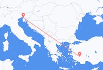 出发地 土耳其代尼茲利目的地 意大利的里雅斯特的航班