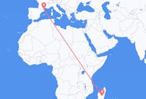 Flyreiser fra Antananarivo, Madagaskar til Perpignan, Frankrike
