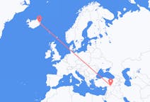 出发地 冰岛埃伊尔斯塔济目的地 土耳其尚勒乌尔法的航班