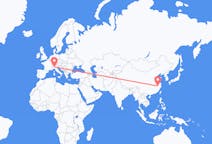 Flyg från Huangshan, Kina till Milano, Italien