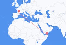 Flyg från Bosaso, Somalia till Toulouse, Frankrike