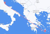 イタリアのペスカーラからから、ギリシャのサントリーニ島までのフライト