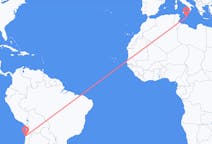 Flyreiser fra Antofagasta, Chile til Malta, Malta