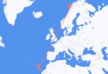 Vols depuis la ville de Santa Cruz de La Palma vers la ville de Bodø