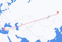 Flights from Neryungri, Russia to Rhodes, Greece