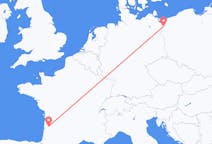 Flyg från Szczecin, Polen till Bordeaux, Frankrike