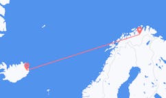 Fly fra byen Lakselv, Norge til byen Egilsstaðir, Island