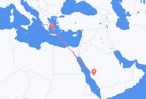 Vluchten van Ta als, Saoedi-Arabië naar Milos, Griekenland