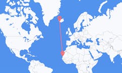 航班从毛里塔尼亚努瓦克肖特市到雷克雅维克市，冰岛塞尔