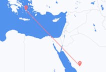 Vluchten van Medina, Benevento, Saoedi-Arabië naar Naxos, Griekenland