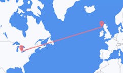 Flyg från Detroit, USA till Barra, Skottland