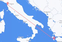 ギリシャのザキントス島からから、イタリアのピサまでのフライト