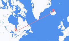 Fly fra byen Timmins til byen Akureyri