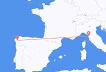 Flyg från Santiago de Compostela, Spanien till Pisa, Italien