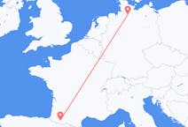 Flyg från Hamburg, Tyskland till Lourdes (kommun i Brasilien, São Paulo, lat -20,94, long -50,24), Frankrike