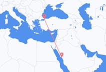 Flyreiser fra Yanbu, Saudi-Arabia til Istanbul, Tyrkia