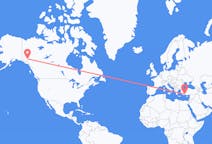 Flyg från Whitehorse, Kanada till Antalya, Turkiet