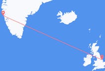 Flug frá Maniitsoq, Grænlandi til Kirmington, Englandi