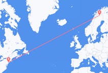 Flyrejser fra New York City, USA til Kiruna, Sverige